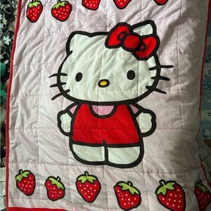 Hello Kitty Pink and Red Quilt with Strawberry Design weighted
